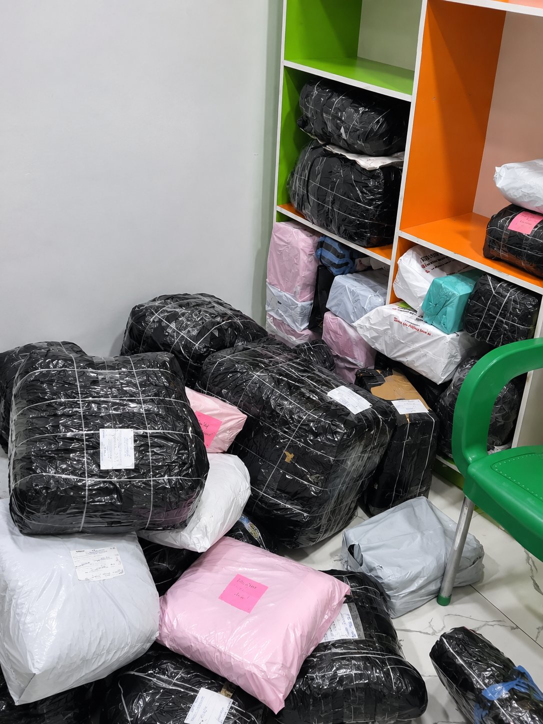 Stacked parcels and packages ready for dispatch through Midetoria Logistics
